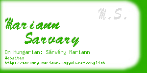 mariann sarvary business card