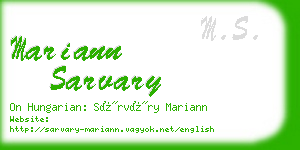 mariann sarvary business card